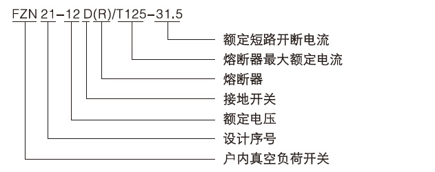 FZN21-12D戶內(nèi)真空負(fù)荷開關(guān)-熔斷器組合電器型號(hào)含義