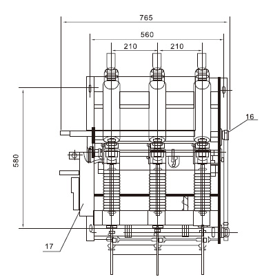 FZN21-12D戶內(nèi)真空負(fù)荷開關(guān)-熔斷器組合電器安裝尺寸3